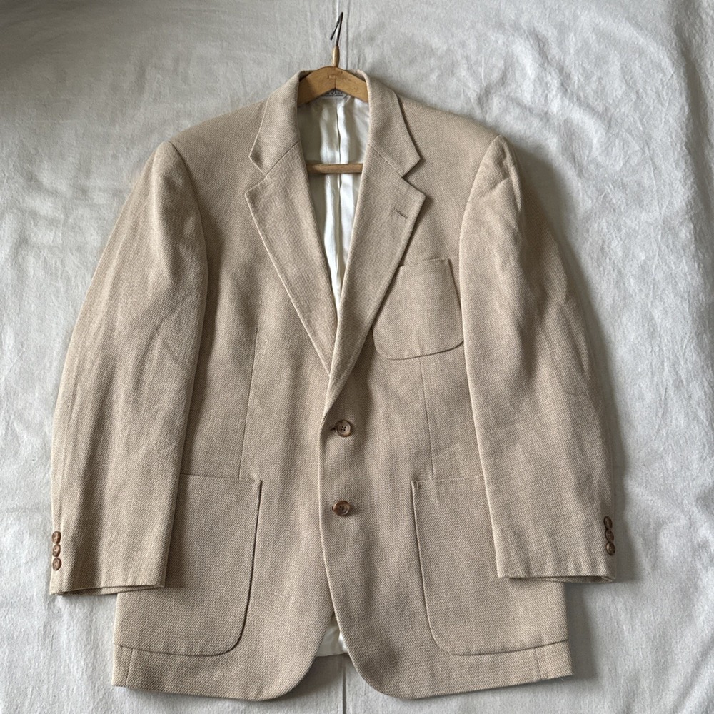 VTG Polo University Blazer Men's 42R Wool Tweed Herringbone Union Made in USA